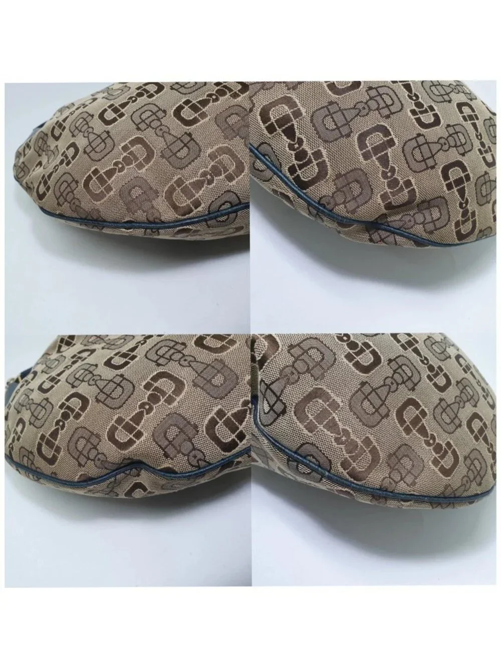 Authentic Gucci Horsebit Canvas Hobo Shoulder Bag